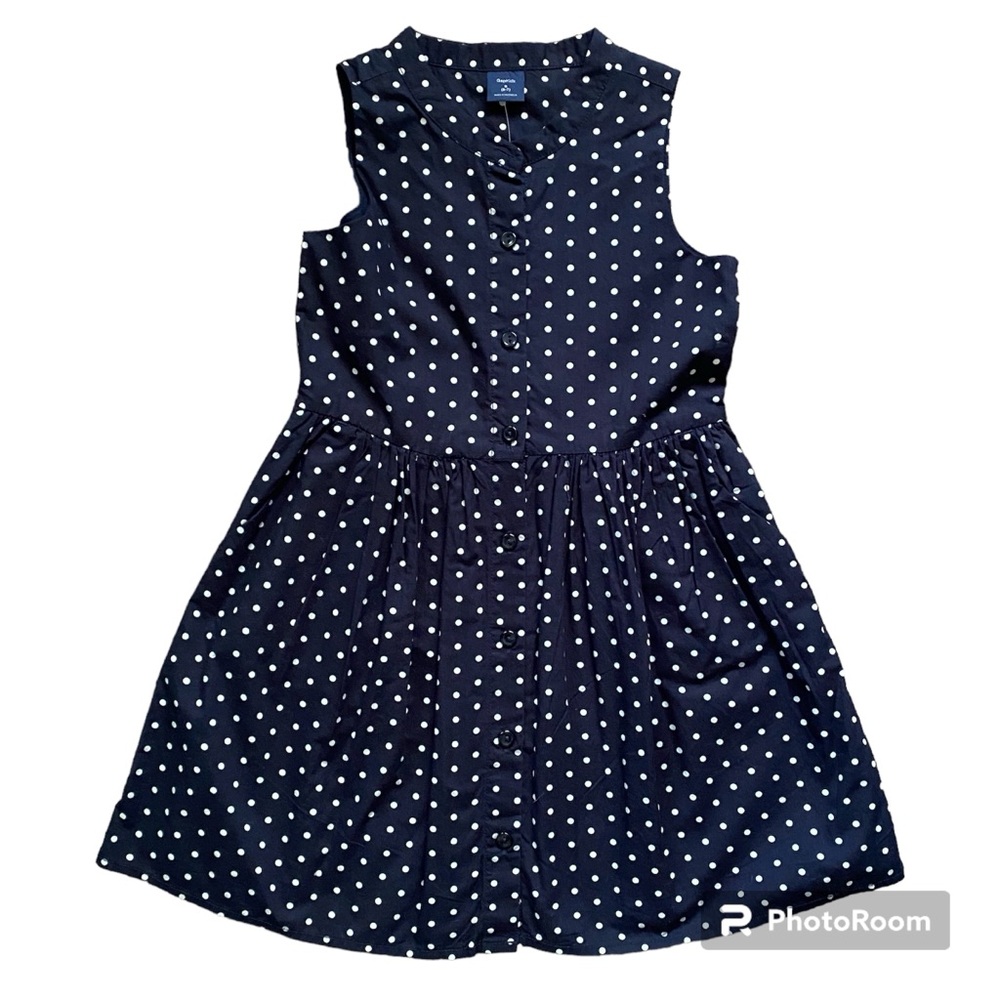 GAP Kids Polka Dot Navy Blue dress Size Small 6/7 NEW!
